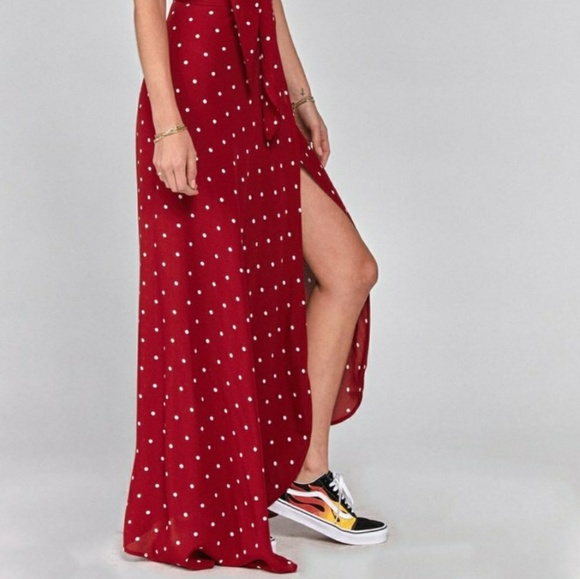 Flynn Skye Wrap It Up Red Floral Slit Maxi Skirt - Picture 5 of 6